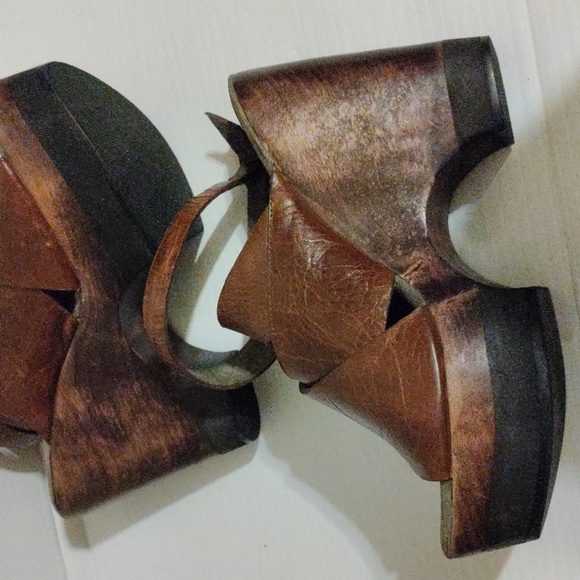 Colleen Cordero Brown Leather Platform Sandal Heel - Picture 6 of 11